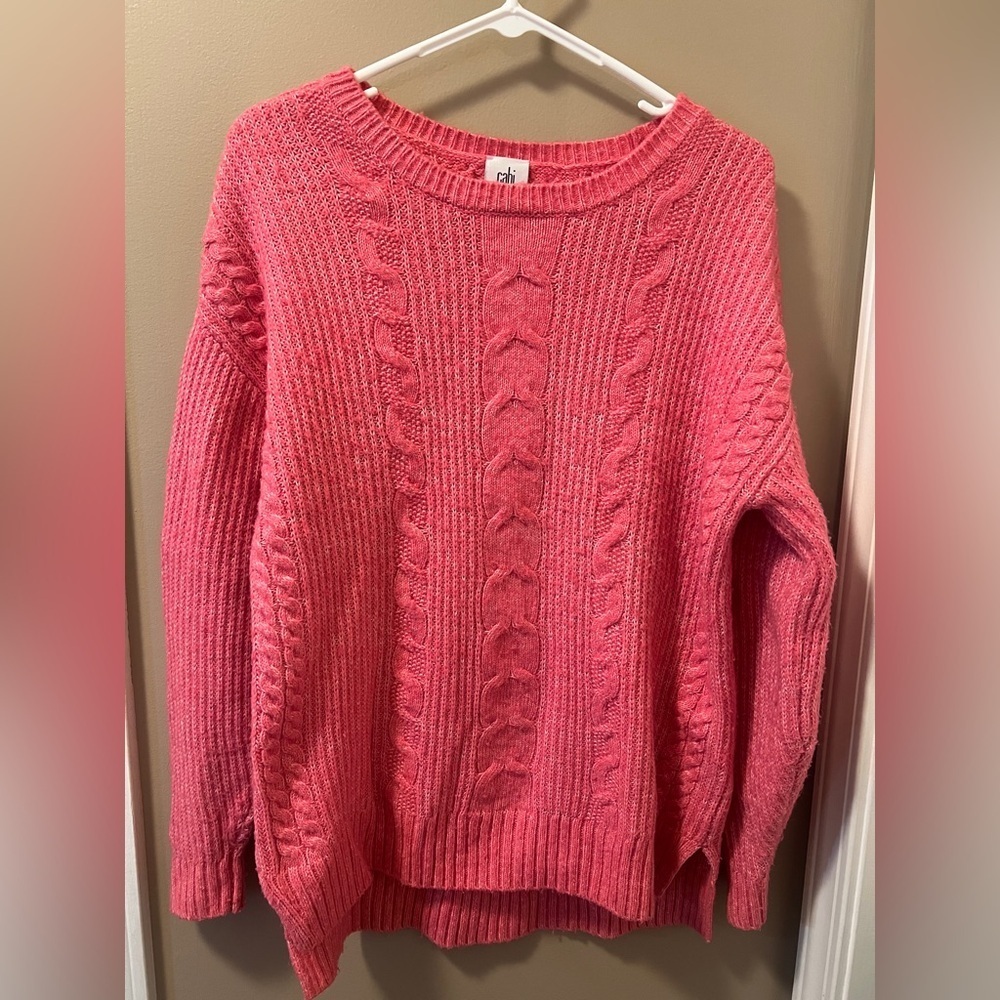 CAbi Women's Vibrant Pink Cable Knit Sweater